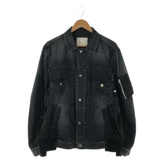 サカイ(sacai)の【美品】  sacai / サカイ | DENIM × MA-1 JACKET デニム  異素材ドッキング ボンバージャケット | 3 | ブラック | メンズ(その他)