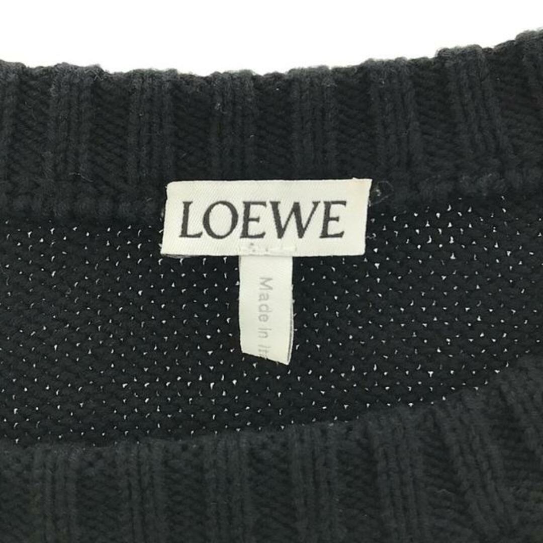 LOEWE(ロエベ)のLOEWE / ロエベ | コットン ロゴ ステッチ 刺しゅう オーバーサイズ クルーネックニット | XS | ブラック | メンズ メンズのトップス(ニット/セーター)の商品写真