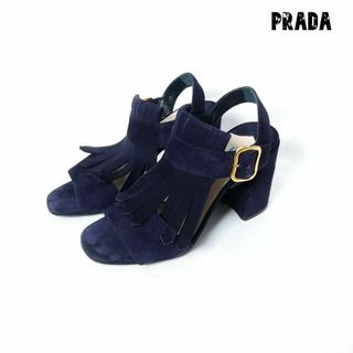 プラダ(PRADA)の良品 綺麗 PRADA スエード ストラップ オープントゥ ハイヒール サンダル(サンダル)