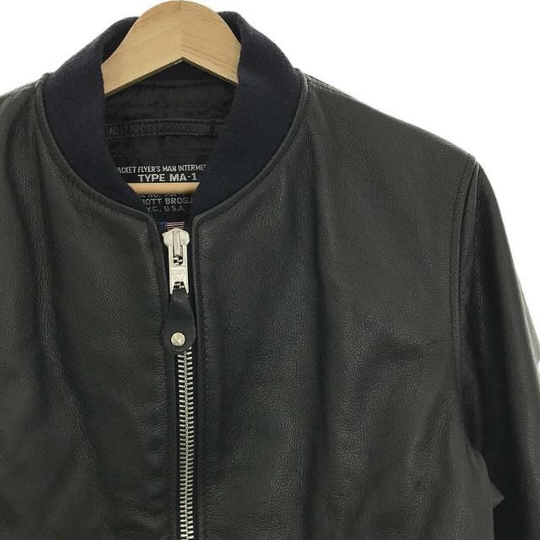 schott(ショット)のSCHOTT / ショット | × steven alan スティーブンアラン別注 BOMBER JACKET  TYPE MA-1 レザー ボンバージャケット | L | ブラック | メンズ メンズのジャケット/アウター(その他)の商品写真