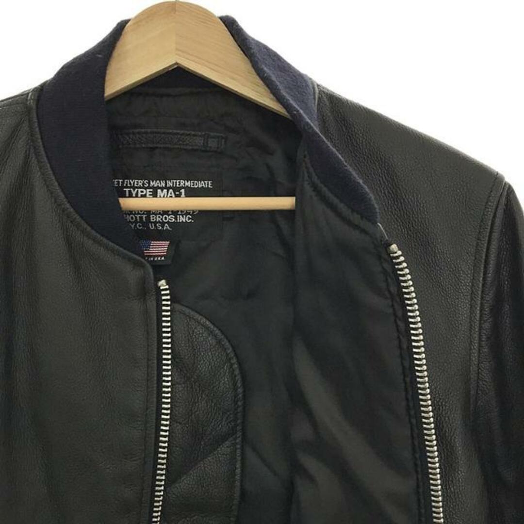 schott(ショット)のSCHOTT / ショット | × steven alan スティーブンアラン別注 BOMBER JACKET  TYPE MA-1 レザー ボンバージャケット | L | ブラック | メンズ メンズのジャケット/アウター(その他)の商品写真