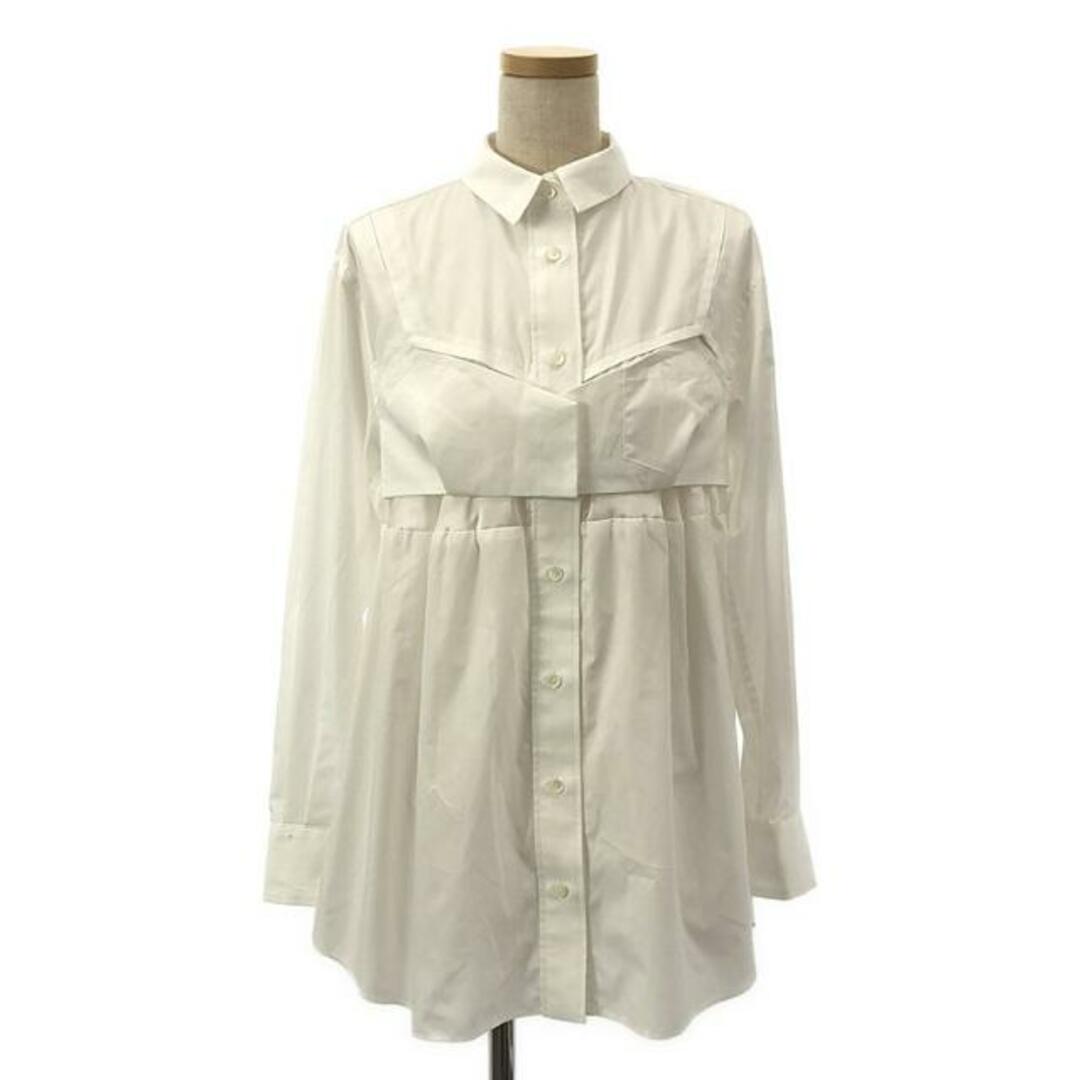 sacai(サカイ)のsacai / サカイ | Cotton Poplin Shirt 切替 ビスチェディテールシャツ ブラウス | 1 | ホワイト | レディース レディースのトップス(シャツ/ブラウス(長袖/七分))の商品写真