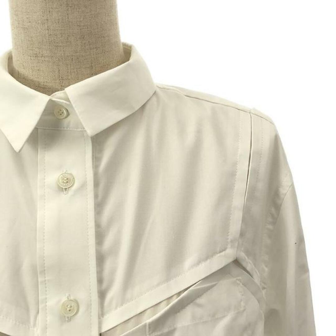 sacai(サカイ)のsacai / サカイ | Cotton Poplin Shirt 切替 ビスチェディテールシャツ ブラウス | 1 | ホワイト | レディース レディースのトップス(シャツ/ブラウス(長袖/七分))の商品写真