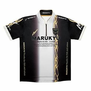 マルキュー(MARUKYU（Fishing）)のマルキユー　ハイエンドジップアップシャツ 02（半袖）ブラックMサイズ(ウエア)