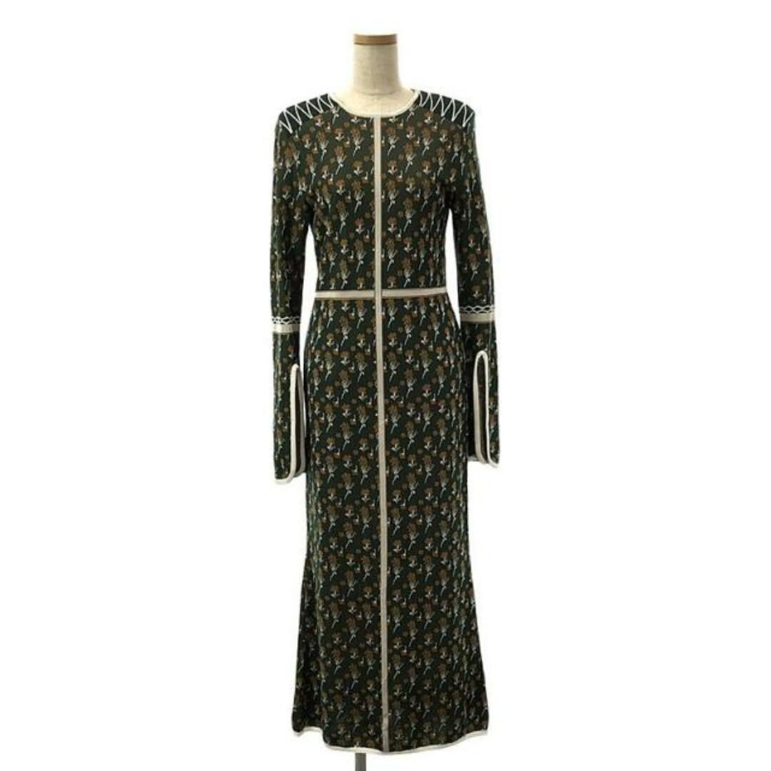 Mame Kurogouchi / マメクロゴウチ | 2023SS | Pedicel Jacquard Knit Dress ドレス ワンピース | 1 | グリーン/オレンジ/ホワイト | レディース レディースのワンピース(ロングワンピース/マキシワンピース)の商品写真