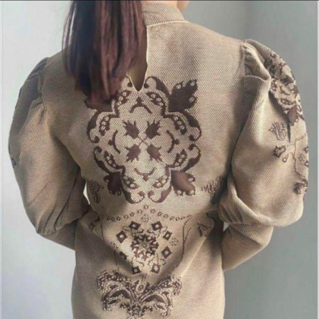 Ameri VINTAGE(アメリヴィンテージ)の【超美品】AMERI UND FLORAL KNIT JACQUARD TOP レディースのトップス(カットソー(長袖/七分))の商品写真