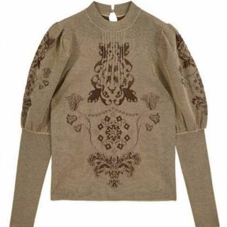 アメリヴィンテージ(Ameri VINTAGE)の【超美品】AMERI UND FLORAL KNIT JACQUARD TOP(カットソー(長袖/七分))