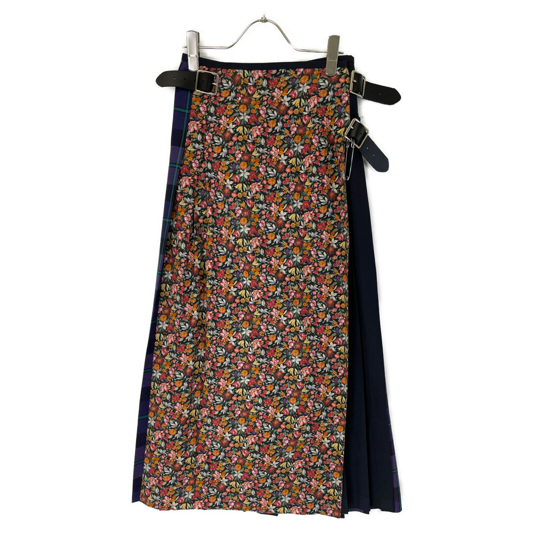 オニールオブダブリン パープルxフラワー ウール キルトスカート 36 レディースのスカート(その他)の商品写真