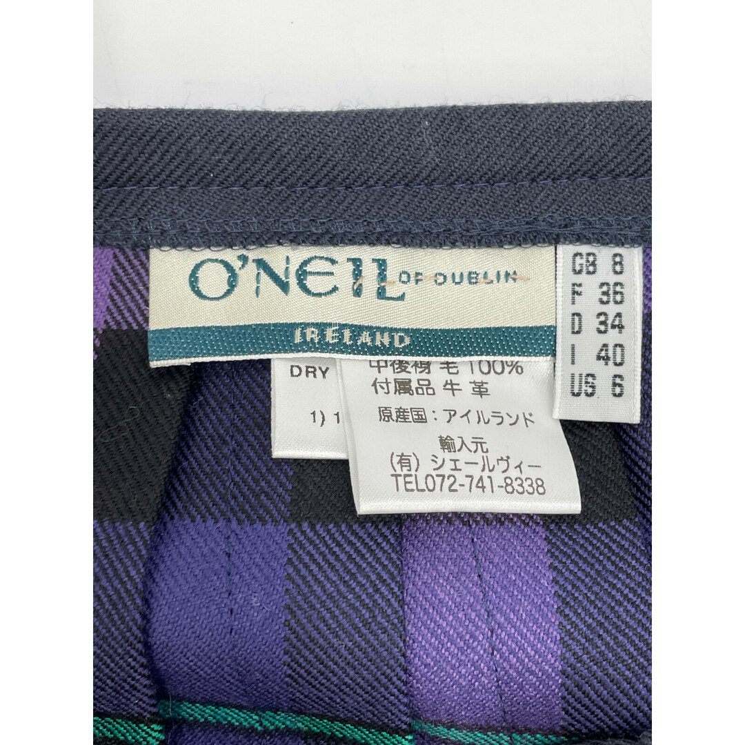 オニールオブダブリン パープルxフラワー ウール キルトスカート 36 レディースのスカート(その他)の商品写真