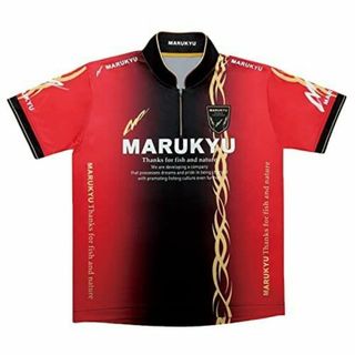 マルキュー(MARUKYU（Fishing）)のマルキュー ハイエンドジップアップシャツ02 (半袖) レッドMサイズ(ウエア)