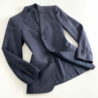 エルメネジルドゼニア(Ermenegildo Zegna)の22d10 スイス製 Ermenegildo Zegna エルメネジルドゼニア テーラードジャケット スーツジャケット 2542RG サイズ42 ネイビー ストライプ メンズ 紳士服(テーラードジャケット)