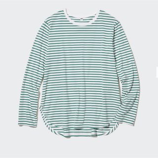 ユニクロ(UNIQLO)のUNIQLO ソフトコットンボーダーラウンドヘムT（長袖）(Tシャツ(長袖/七分))