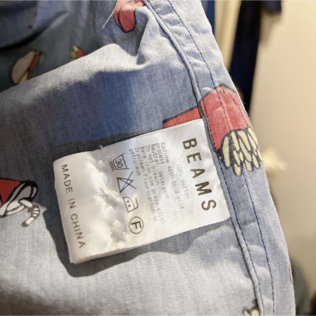 BEAMS(ビームス)のビームス　ハンバーガー　ポテト　柄シャツ　長袖シャツ　コットン　青　ブルー　春服 メンズのトップス(シャツ)の商品写真