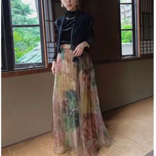 アメリヴィンテージ(Ameri VINTAGE)のAMERI UND WILLOW PAINT PLEATS SKIRT(ロングスカート)