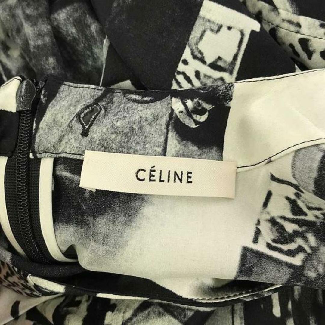 celine(セリーヌ)の【美品】  CELINE / セリーヌ | フィービー期 シルク ファクトリープリント 転写 ワンピース | 36 | ブラック/ホワイト | レディース レディースのワンピース(ロングワンピース/マキシワンピース)の商品写真