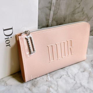 ディオール(Dior)のディオール L字ファスナー ポーチ ピンク海外限定PUレザー ノベルティ(ポーチ)