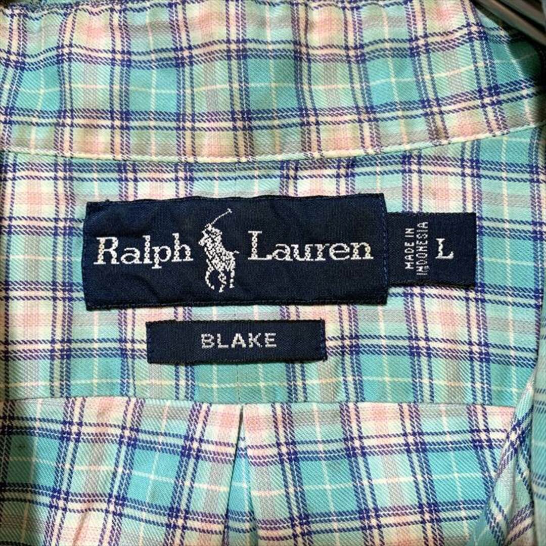 Ralph Lauren(ラルフローレン)の90s 古着 ラルフローレン BDシャツ チェック 刺繍ロゴ ゆるダボ L メンズのトップス(シャツ)の商品写真