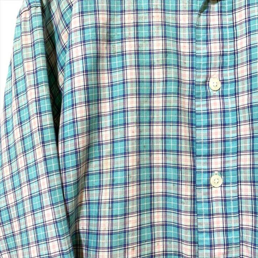 Ralph Lauren(ラルフローレン)の90s 古着 ラルフローレン BDシャツ チェック 刺繍ロゴ ゆるダボ L メンズのトップス(シャツ)の商品写真
