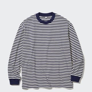 UNIQLO - UNIQLO ウォッシュコットンボーダークルーネックTシャツ