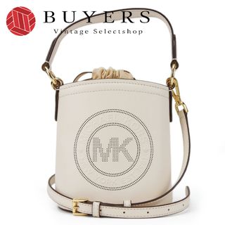 マイケルコース(Michael Kors)の【中古】 マイケルコース ショルダーバッグ 35T1GUWC5I レザー キャンバス アイボリー ブラウン ゴールド金具 2WAY 巾着型 スモールバケット レディース 女性 Michael Kors(ショルダーバッグ)