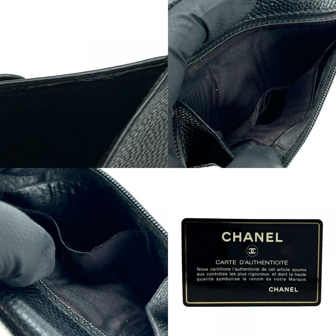 CHANEL(シャネル)の【中古】 シャネル 三つ折り財布 キャビアスキン ブラック ココマーク 6番台 レディース 女性 CHANEL レディースのファッション小物(財布)の商品写真
