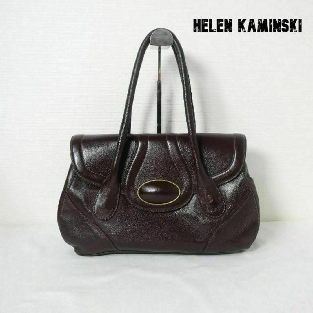 HELEN KAMINSKI(ヘレンカミンスキー)の良品 ヘレンカミンスキー レザー 底鋲 セミショルダー ハンドバッグ ブラウン レディースのバッグ(ボストンバッグ)の商品写真