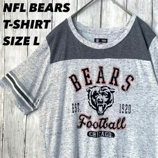 アメリカ古着 NFL BEARS シカゴベアーズ切替カラープリントTシャツ　L(Tシャツ/カットソー(半袖/袖なし))