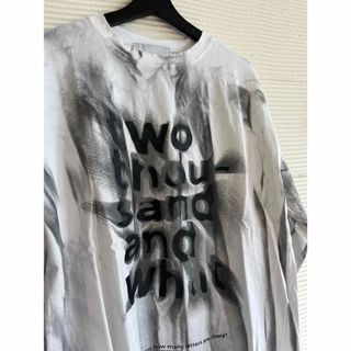 新品 ムラプリントロンT メンズプリントロンT オーバーサイズロンT 白 L(Tシャツ/カットソー(七分/長袖))