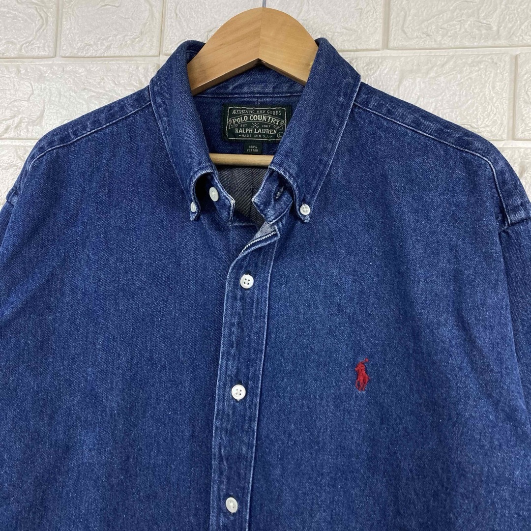 RRL(ダブルアールエル)の80s usa polo county ポロカントリー　デニムシャツ　L rrl メンズのトップス(シャツ)の商品写真