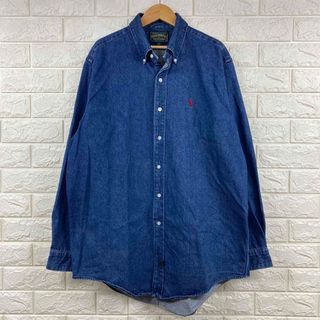 80s usa polo county ポロカントリー　デニムシャツ　L rrl