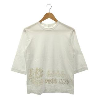 tao COMME des GARCONS / タオコムデギャルソン | 2022SS | マイホワイト ボタニカル フラワー 箔プリント 7分袖 Tシャツ | S | ホワイト | レディース(Tシャツ(長袖/七分))