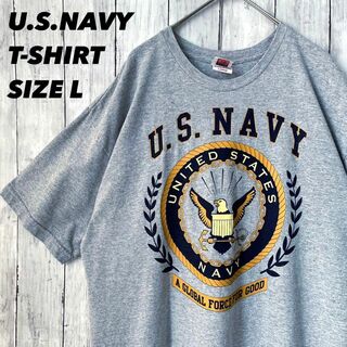 USA製ヴィンテージ古着　U.S.NAVY ビッグロゴプリントTシャツLグレー(Tシャツ/カットソー(半袖/袖なし))