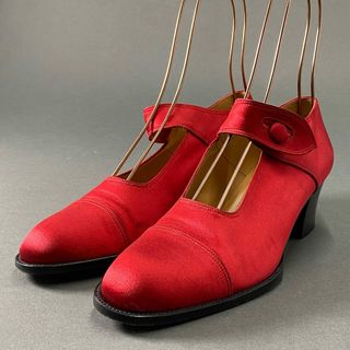 エルメス(Hermes)の3d10 HERMES エルメス フラメンコシューズ 36 レッド パンプス イタリア製 キャップトゥ flamenco shoes レディース 婦人靴 靴(ハイヒール/パンプス)