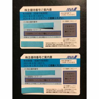 エーエヌエー(ゼンニッポンクウユ)(ANA(全日本空輸))のANA株主優待番号案内書2枚(航空券)