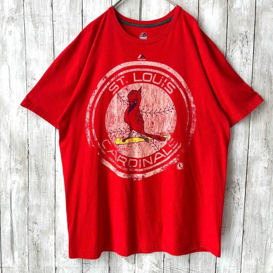 MLB(メジャーリーグベースボール)のアメリカ古着MLB カージナルス　ゆるだぼオーバーサイズプリントTシャツ　XL赤 メンズのトップス(Tシャツ/カットソー(半袖/袖なし))の商品写真