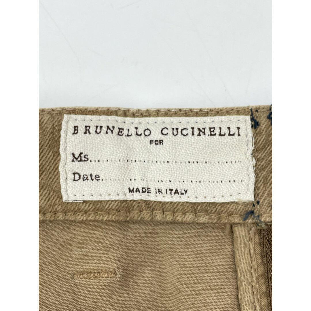 BRUNELLO CUCINELLI(ブルネロクチネリ)のブルネロクチネリ ブラウン ウエストリボン ビーズパッチ チノパンツ 36 レディースのパンツ(その他)の商品写真