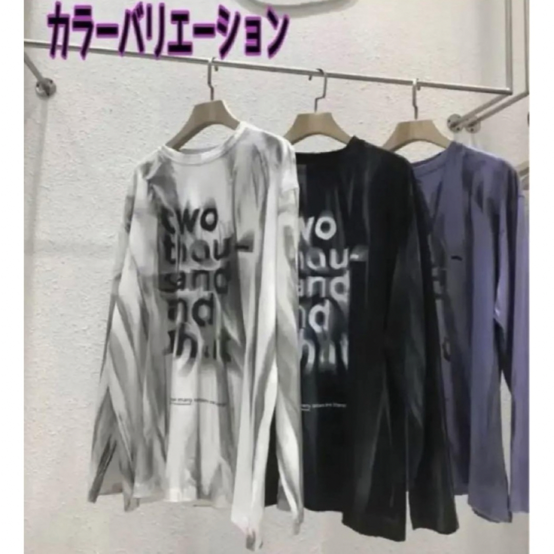 新品 ムラプリントロンT メンズプリントロンT オーバーサイズロンT 紫 M メンズのトップス(Tシャツ/カットソー(七分/長袖))の商品写真