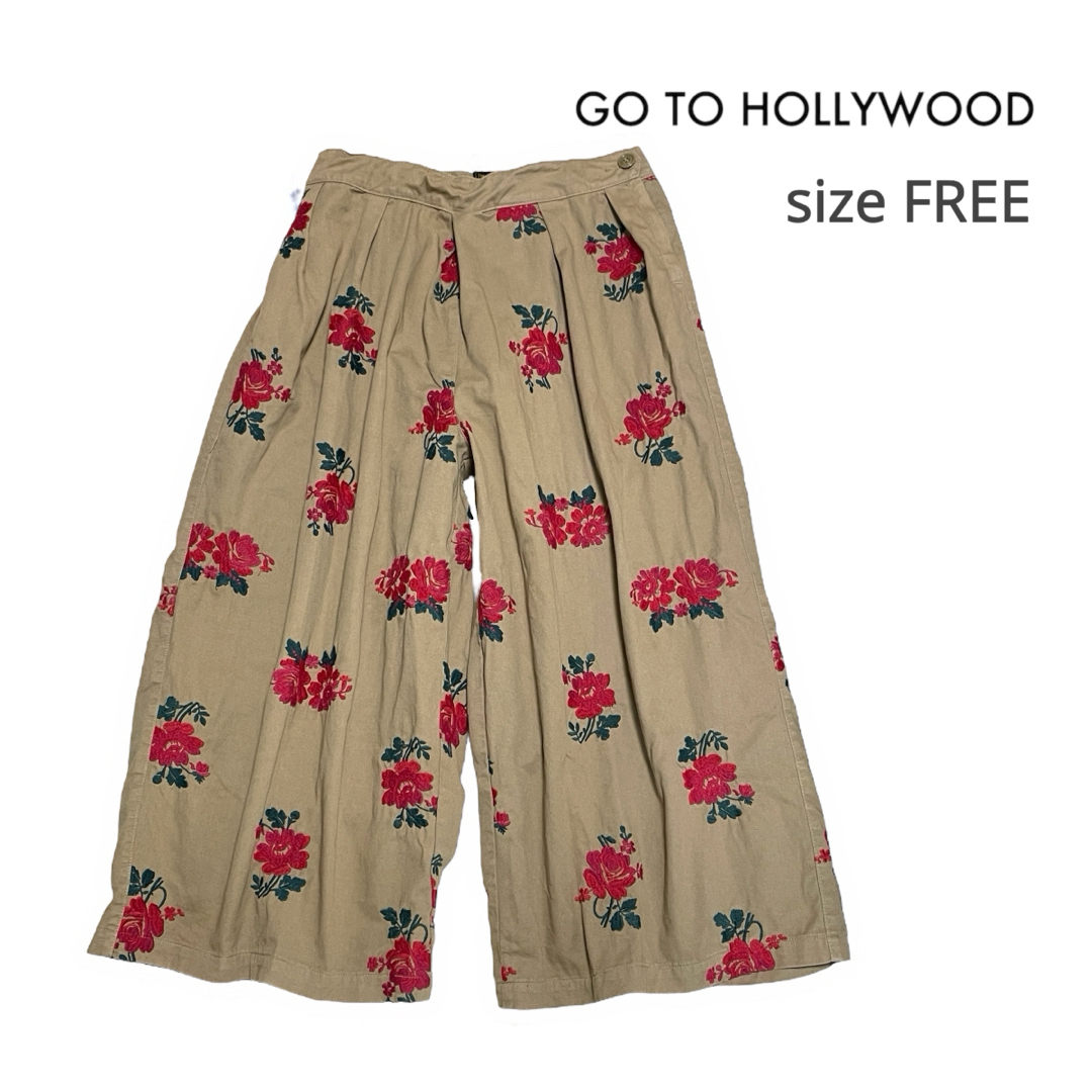 GO TO HOLLYWOOD(ゴートゥーハリウッド)のgo to hollywood 花柄 刺繍 ガウチョ パンツ ワイドパンツ 02 レディースのパンツ(カジュアルパンツ)の商品写真
