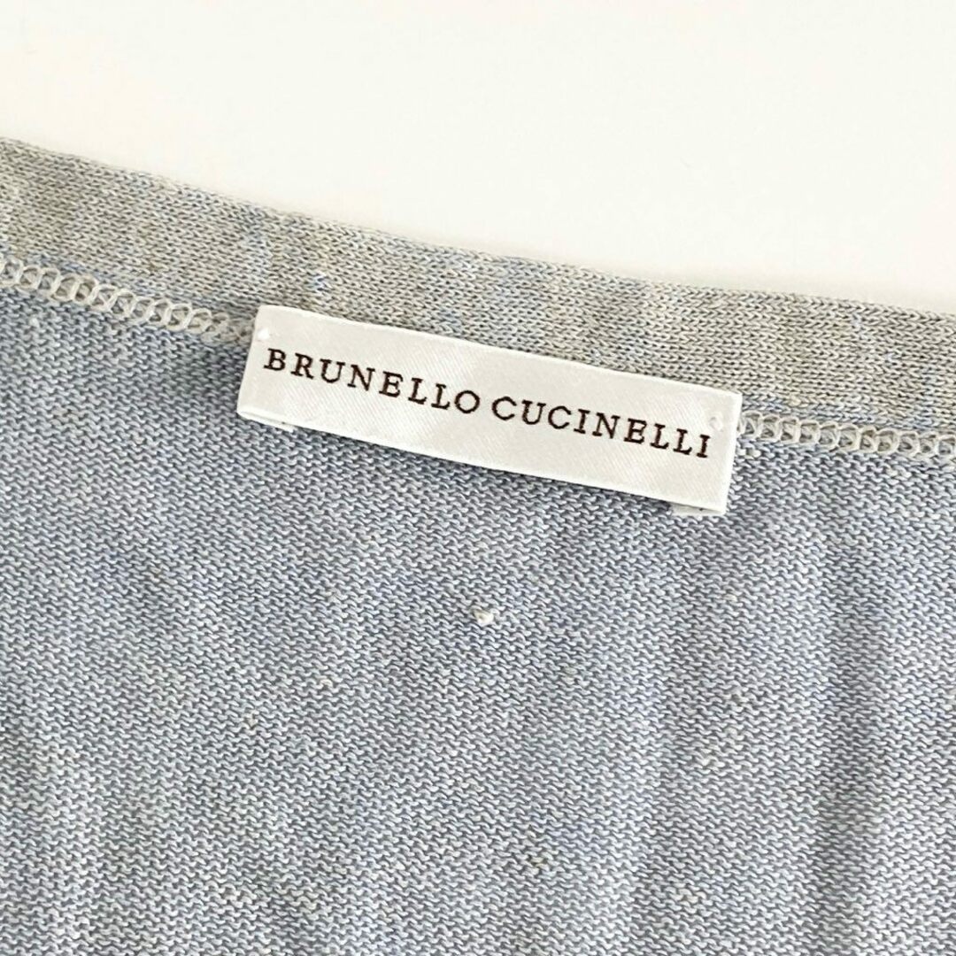 BRUNELLO CUCINELLI(ブルネロクチネリ)の2d10 BRUNELLO CUCINELLI ブルネロクチネリ 刺繍デザイン リネンシルク ニットブラウス サマーニット (L相当) ライトグレー レディース 婦人 レディースのトップス(ニット/セーター)の商品写真