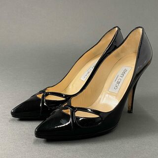 ジミーチュウ(JIMMY CHOO)の3d10 JIMMY CHOO ジミーチュウ パテントレザー ヒールパンプス 37 ブラック ハイヒール シューズ イタリア製 レディース 婦人靴 靴(ハイヒール/パンプス)