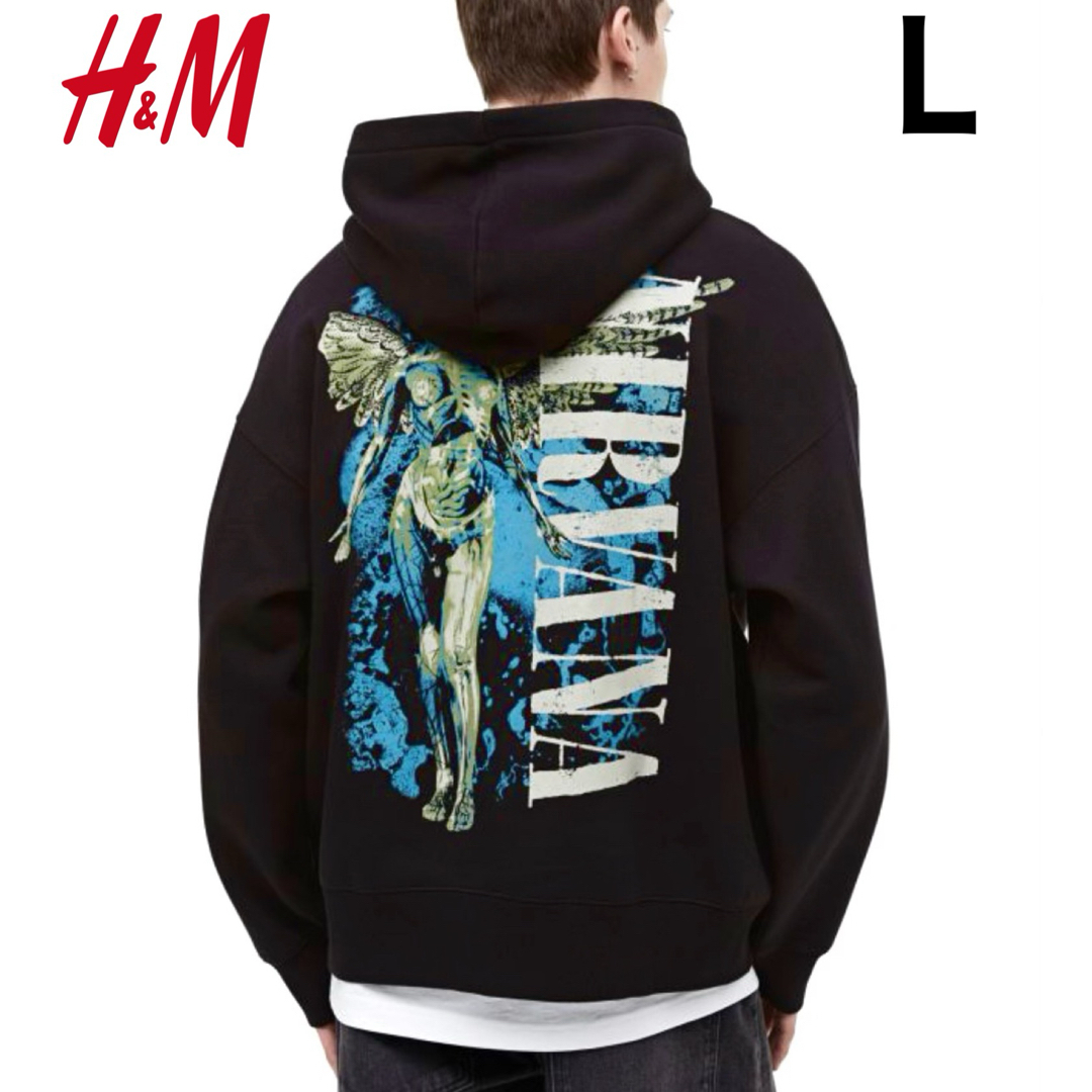 H&M(エイチアンドエム)の新品 H&M × ニルヴァーナ NIRVANA パーカー 天使ロゴ L メンズのトップス(パーカー)の商品写真
