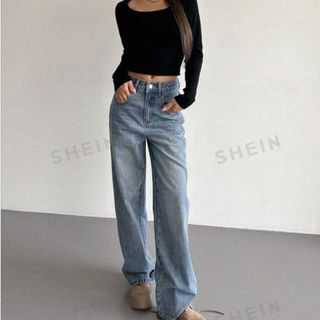 SHEIN - ストレートデニム