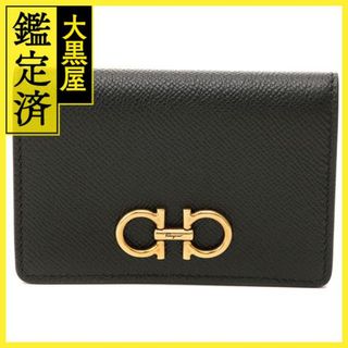 フェラガモ(Ferragamo)のフェラガモ　ダブルガンチーニ　カードケース　ブラック　レザー　433(名刺入れ/定期入れ)