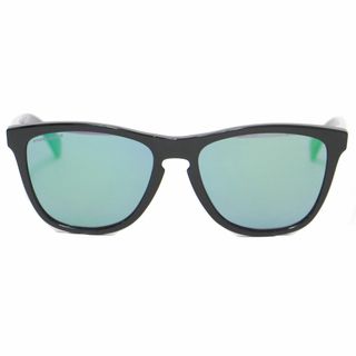 オークリー(Oakley)のOAKLEY オークリー サングラス ブラック グリーン 黒 54□17 ウェリントン カラーレンズ ミラーレンズ アジアンフィット Frogskins フロッグスキン アイウェア 大人 きれいめ カジュアル シンプル【レディース】【中古】【K4055】(サングラス/メガネ)