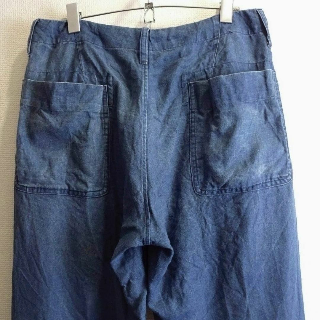 JOHNBULL(ジョンブル)のジョンブル　タックリネンテーパードデニムパンツ　W80cm　ライトオンス　藍青 メンズのパンツ(デニム/ジーンズ)の商品写真