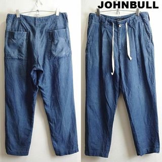 ジョンブル(JOHNBULL)のジョンブル　タックリネンテーパードデニムパンツ　W80cm　ライトオンス　藍青(デニム/ジーンズ)