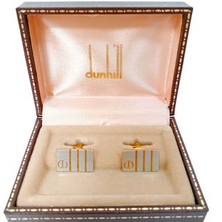 ダンヒル(Dunhill)の極美品 箱付き ダンヒル カフス シルバー ゴールド ロゴ(カフリンクス)