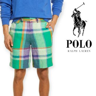 ポロラルフローレン(POLO RALPH LAUREN)の【新品タグ付き】ポロラルフローレン　最高級　リネン　マドラス　ショートパンツ(ショートパンツ)