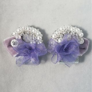 フリルとビーズ刺繍のピアス/イヤリング(ピアス)