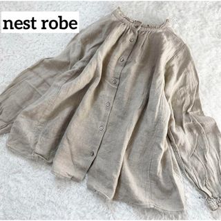 ネストローブ(nest Robe)のネストローブ シャツ 春服 フリルブラウス 麻 長袖 ノーカラー　リネン100%(シャツ/ブラウス(長袖/七分))